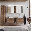 Lomadox Set di mobili da bagno in rovere vintage, 140 cm, con 2 lavabi in ceramica, 2 armadietti a specchio a LED e armadietto alto, 185 x 200 x 46 cm (larghezza x altezza x profondità)
