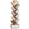 GIANTEX Libreria ad Albero, a 8 Ripiani, Scaffale per Libri con Cassetto Rimovibile, Design di Antiribaltamento, Organizzazione per CD, Riviste, Libri, 38x20x149,5 cm, 4 Colori (Naturale)