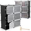 PECZEKO, Scarpiera modulare, nera trasparente, scarpiera sottile e salvaspazio a 6 porte, organizer per scarpe in plastica e acciaio, per riporre 12-18 paia di scarpe, 90 x 80 x 40,5 cm