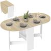 HOMCOM Tavolo da Pranzo Pieghevole Ovale 163x80 cm Color Legno e Bianco