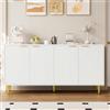Rosebibi Credenza per soggiorno, dimensioni 160 x 80 x 40 cm (larghezza x altezza x profondità), comò con 4 ante, maniglie dorate spazzolate, gambe del tavolo lucide, bianco
