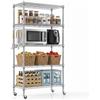Himimi Scaffale con Ruote e 5 Ripiani Regolabili in Altezza, Scaffale in Filo Metallico, Scaffalatura Robusto per Cucina, Bagno, Dispensa, Garage, Cantina, Magazzino e Ufficio, 76x35x158 cm, Argento