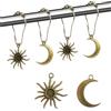 Aimoye Sun Moon Celestial - Set di ganci per tenda da doccia in stile gotico argentato, eleganti anelli da doccia decorativi, arte mistica, fantasia, strega gotica antica, decorazione per il bagno