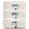 Bernat Gomitolo di cotone spugna di cotone, confezione da 3 pezzi, 120 g, 47% cotone, 32% acrilico, 21% nylon, pettinato, taglia M, 209 m, per lavorare a maglia, uncinetto e amigurumi