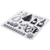 Rayher Clear Stamps Set timbri trasparenti in silicone, tavoletta 102,5x97mm, 14 motivi invernali e natalizi, gnomi, per scrapbooking e decoro, biglietti d'auguri e pacchi regalo, 50254000