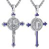 Eusense Collana Croce San Benedetto in Argento 925 Collana Gesù Ciondolo Amuleto Protettivo Medaglia San Benedetto, Regalo di Fede per Uomini e Donne