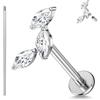 ZS 1PC ASTM F136 Titanio 16G 8mm Piercing Jewellry per labbro, Conch, Trago, Helix, Earlobe - Ipoallergenico Filettato Internamente Piatto Retro CZ Orecchino, Titanio