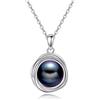 POPLYKE Collana in argento Sterling 925 con perle di luna e opale di colore nero, collana di perle da 8 mm, per Mum Wife, 20*12, Argento sterling, Perla