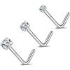 ZS 18K Oro Vero 20G Anelli al Naso per Donna Uomo, 1.5mm 2mm 3mm CZ Diamante Simulato, Solido 7mm Piercing Naso Gioielli per Il Corpo (Forma di L,Trasparente)