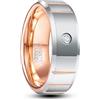 083BASE Anello in carburo di tungsteno con design sfaccettato - 4 mm di larghezza, anello interno in oro rosa, anello unisex per fidanzamento o per partner, 62（20）
