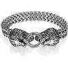 JewelryWe Gioielli Collana Bracciale da Uomo in Acciaio Inossidabile, in Stile Biker, Leone, Catena, Idea Regalo, Colore Argento