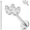 ZS 1PC ASTM F136 Titanio 16G 8mm Piercing Jewellry per labbro, Conch, Trago, Helix, Earlobe - Ipoallergenico Filettato Internamente Piatto Retro CZ Orecchino