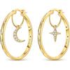 NARMO Orecchini leggeri da donna in argento Sterling 925 con luna e stella