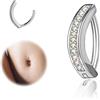 ZS 14G Clicker Piercing Ombelico per Donna, Argento 925 Anelli per Ombelico con Bilanciere Diamanti Inverso Curvo Piercing Banana Gioielli per il Corpo