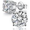 JiaYang orecchini a bottone orecchini a bottone in argento con diamante per donna orecchini a bottone con zirconi cubici per uomo orecchini a bottone in argento sterling 925 orecchini d'argento 4MM