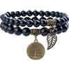 Farfume Bracciali Chakra per le donne - Cristalli Bracciale Donne Pietre Naturali Yoga Reiki- Un set di bracciali doppi (Obsidio Nero(Radicamento) Medio)
