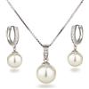 Schöner-SD - Parure con collana e orecchini, con perle in argento 925 rodiato