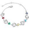 Lam Hub Fong Bracciale Donna Personalizzato Bracciale a Cuore con Incisione 2-7 Nomi Braccialetti Madre Figlia Regalo per la Festa Della Mamma Compleanno Natale (5 nomi)