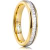 King Will Anello da donna in carburo di tungsteno 4 mm - oro impilabile, inserto in meteorite imitato, bombato, lucido, anello nuziale classico, vestibilità confortevole 62.2 (19.8)