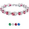 U7 Bracciale Donna Tennis con Zirconi Pietra Rosso Rubino Lungh.15+5cm