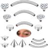 ZS Acciaio Inossidabile Barretta Curva Barbell Piercing Sopracciglio Rook Zircone Helix Daith Tragus Ear Piercing Opale Labbro Ombelico 6 mm 8 mm 10 mm 16G (Top 5 paia, argento)