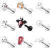 ZS 9 Pezzi Piercing Labbro Acciaio Inossidabile Filettatura Interna, 16G Medusa Monroe Piercing Trago Orecchini Per Donna Uomo Pipistrello Fantasma Teschio (Argento,L:8mm)