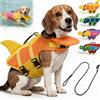 ELMVAR Gilet salvagente cane con galleggiante mento, giubbotto regolabile maniglia anello D fibbie rapide per nuoto barca piscina (XXL,Orange with Tail)