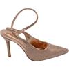 Malu Shoes Decollete Donna Slingback a Punta Glitterato Oro Rosa con Strass e Cinturino alla Caviglia Sottile 10 cm (40 EU)