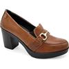 Enval Soft Mocassino con Tacco 8 cm in Pelle Comfort Soletta Memory Foam 4752922 Cognac (40)