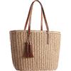 YXILEE Borsa di paglia da donna taglia M, borsa da viaggio, borsa a tracolla in tessuto per l'estate, Cachi, XL, Borsa in tessuto intrecciato