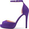 NobleOnly Donna Spillo Alto High Tacco Heel Piattaforma Aperte sulla Punta Cinturino alla Caviglia Sandali da Matrimonio Feste Dress Two-Piece 12 CM Scarpe Viola Scamosciato 39 EU