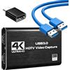 Gebildet Scheda di Acquisizione Video 4K HDTV, 1080P 60FPS, USB 3.0/Type C Scheda di Acquisizione per Streaming Live, Compatibile con Dispositivi di Gioco HD, PC, Fotocamere Digitali, OBS
