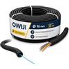 OWIJI Corrugato da Esterno con Tirafilo Ø 16 mm x 25 m Guaina per Cavi Elettrici Tubo Corrugato Esterno Protettivo Isolante Flessibile in ABS Copricavo Nero Raccogli Cavi per Casa Auto Ufficio
