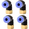 ANGEEK Set da 4 raccordi pneumatici filettatura interna M5 da 4 mm a 90°, adatti per raccordi rapidi per tubi flessibili a innesto, accessori per compressori d'aria