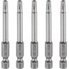 QUARKZMAN 5Pz TT25 Punte Cacciaviti Torx Sicurezza 65mm L Set Precisione | Gambo Esagonale 1/4, Magnetiche, Antimanomissione, a Stella a 6 Punte, Trapano Acciaio S2, Utensili Elettrico Industriali
