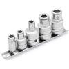 DAKCOS Set 5 Adattatori Bit Sfera Ritenzione 1/4 3/8 1/2 Cr-V Satinato