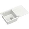 QUADRON Lavello bianco e acciaio | Dimensioni 86 x 50 x 21 cm |Lavello in granito EVAN 111 Lavello cucina vasca singola | manuale e gocciolatoio |Lavello da incasso a 1 vasca