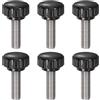 QUARKZMAN 6pz Manopole di Serraggio Zigrinatei M8 x 25mm Metrico 304 Acciaio Inossidabile Filettatura Maschio Vite a Testa Zigrinata 22mm Manopole Bulloni Filettati Testa Tonda Plastica Nero