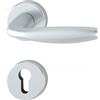 Hoppe Industries Maniglia Guarnitura con rosetta e bocchetta HOPPE in alluminio per porte interne (Foro cilindro Yale bocc tonda, F1 alluminio aspetto argento)