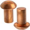 AERZETIX Set di 12 rivetti pieni in rame Ø6x10 mm/testa semitonda