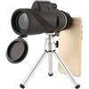 BESPORTBLE Telescopio ad Definizione 40x60 Portatile Monoculare Alta | Treppiede e Supporto Telefono Inclusi, Colore Nero, Plastica e Vetro, per Partite di Calcio e Birdwatching