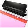Craftask Perforatore regolabile a 6 fori A5 A6 A7 a 6 anelli con indicatore di posizionamento, 6 fogli di capacità per agenda giornaliera, agenda, pagine di ricarica (nero)