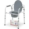 HEALTH Medical Fab Sedia Comoda WC Disabili e Anziani Regolabile in Altezza - 2 in 1 Rialzo WC e Comoda con Secchio - Inclusi 5 Sacchetti Igienici Monouso
