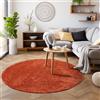 SIMPEX Tappeto Shaggy Rotondo 80 cm Terracotta, morbido e soffice, moderno tinta unita, ideale per ingresso o piccole nicchie