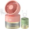 CHENRI Ventilatore portatile con 3 velocità e luce notturna, ventilatore da tavolo e umidificatore 2 in 1, ventilatore pieghevole con nebulizzatore, serbatoio dell'acqua da 350 ml, ventilatore silenzioso per