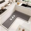 Treer Tappeto Cucina Antiscivolo Lavabile, Tappeto per Cucina in Diatomite Tappeti Runner Moderni Forma a L Tappetino Assorbente per Ingresso Bagno (Bollitore - giusto,100x160x45cm)