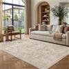 PureCozy Vintage Tappeto Salotto 160x230cm Beige Grande Antiscivolo Cameretta Tappeti Lavabile in Lavatrice Moquette Soggiorno Camera da Letto Office Carpet Interno Pelo Corto Rug