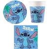 ILS I LOVE SHOPPING Kit Festa 8 Persone Set Tavola Addobbi Party Compleanno con 8 Piatti, 8 Bicchieri e 20 tovaglioli STITCH