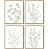 FloralGrace Set di Quadri murali botanici 4 Pezzi in Salvia Verde eucalipto per Bagno Cucina Camera da Letto Decorazione, Quadri murali, Poster Set, Quadro Bagno, Quadri Cucina, Poster estetici