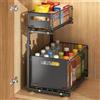 Gebrazy Organizer sottolavello Cucina, a 2 strati, estraibile, in metallo, regolabile in altezza, per armadietto da cucina, portaspezie, nero